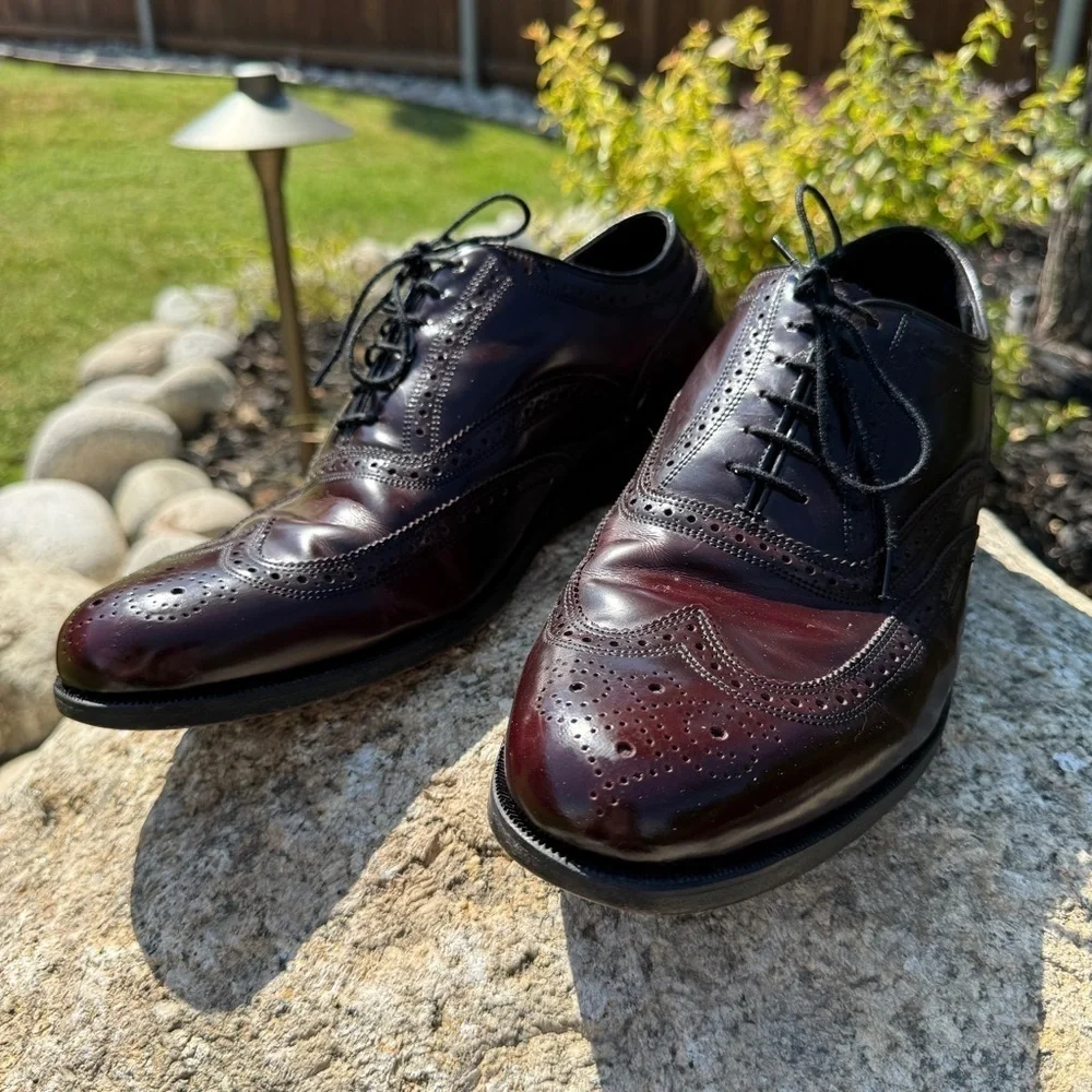 VINTAGE! Florsheim Men's Lexington Wingtip Brogue Dress Shoes Size 10.5 Burgundy